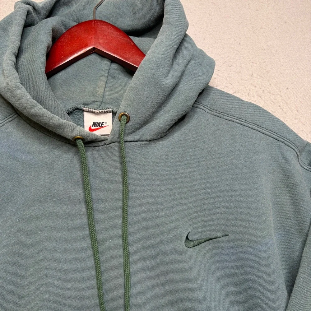 Nike Hoodie Mens Large Green Vintage 90s Made in USA Embroidered Swoosh Faded